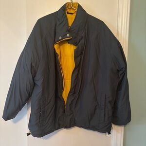 Vintage Men's Gray & Yellow Reversible Coat Large